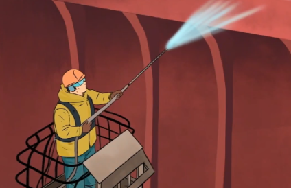 船員高空洗艙一定要佩戴好速差防墜器